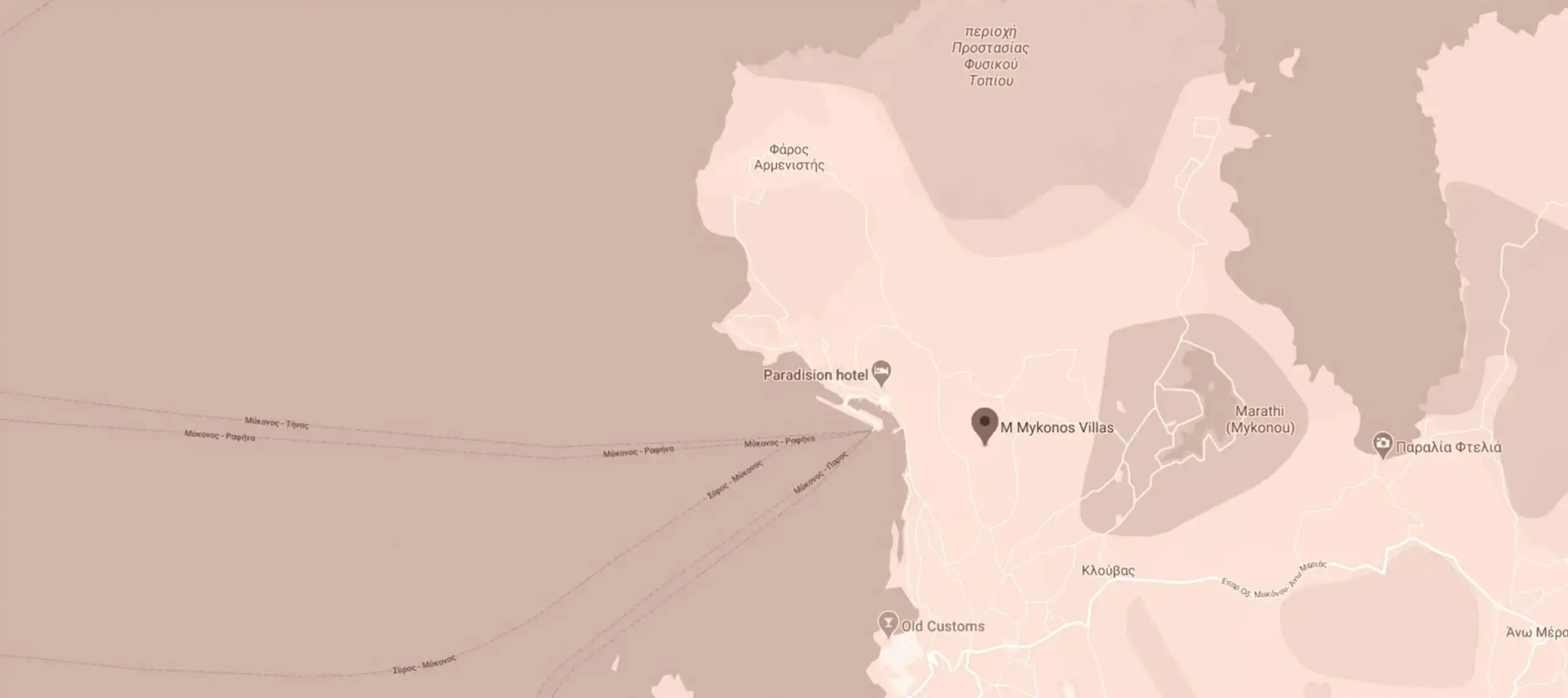 Map: How to get to M Mykonos Villas